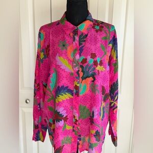 Johnny Was Martijn Shirt Fuschia and green-Size Medium